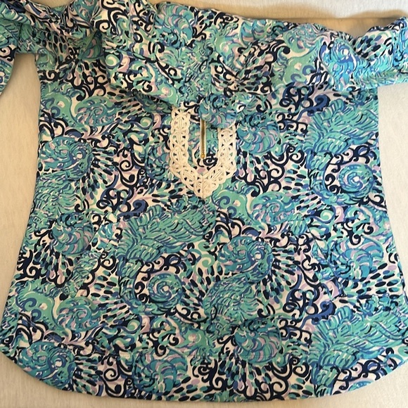 Lilly Pulitzer Women's Blue Janie Pop Over Quarter Zip Sweatshirt Size S UPF 50 - Picture 11 of 15